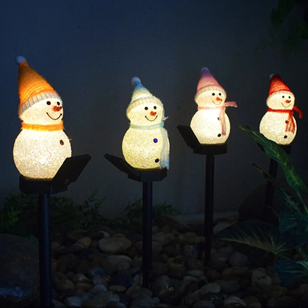 Solar Christmas Garden Stakes, Outdoor Lights Snowman