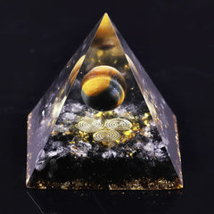 Orgone Pyramid for Positive Energy, Orgonite Amethyst & Obsidian Healing