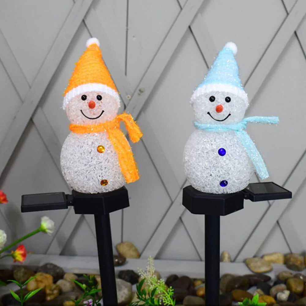 Solar Christmas Garden Stakes, Outdoor Lights Snowman