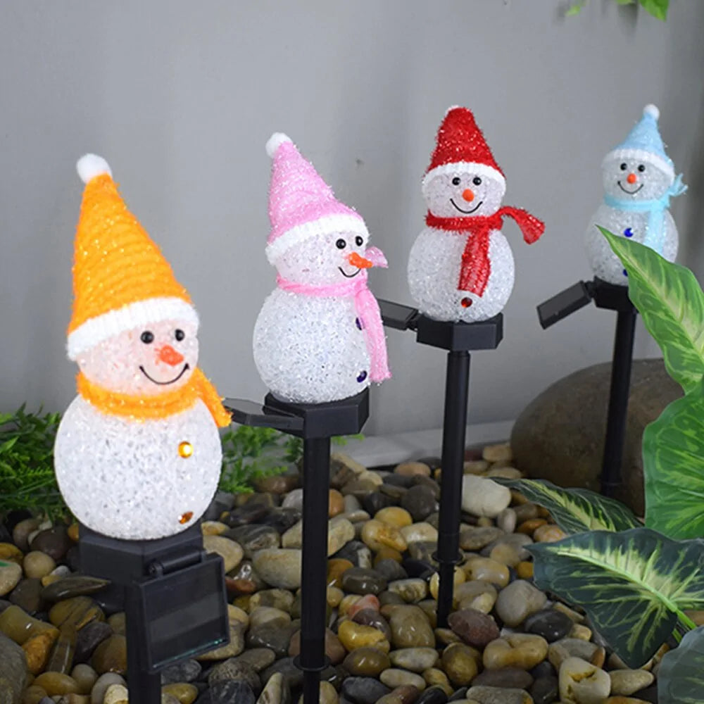 Solar Christmas Garden Stakes, Outdoor Lights Snowman