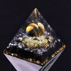 Orgone Pyramid for Positive Energy, Orgonite Amethyst & Obsidian Healing