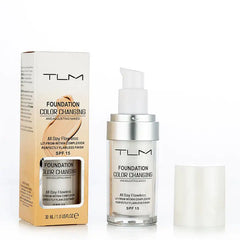 TLM Colour Changing Liquid Foundation Hides Wrinkles & Lines, BB Cream Makeup Base Concealer Cover Moisturizing Fluid for all Skin Tone SPF15 (30ml)