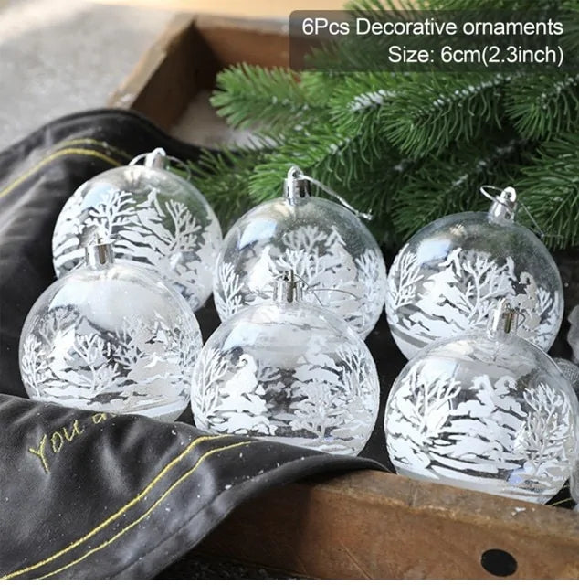 6 Piece Set Christmas Transparent Ball Pendant