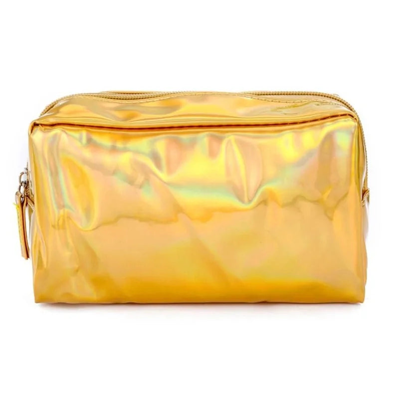 PU Leather Holographic Makeup Pouch Cosmetic Bag Waterproof Toiletries Organizer Pen Bag for Women and Girls