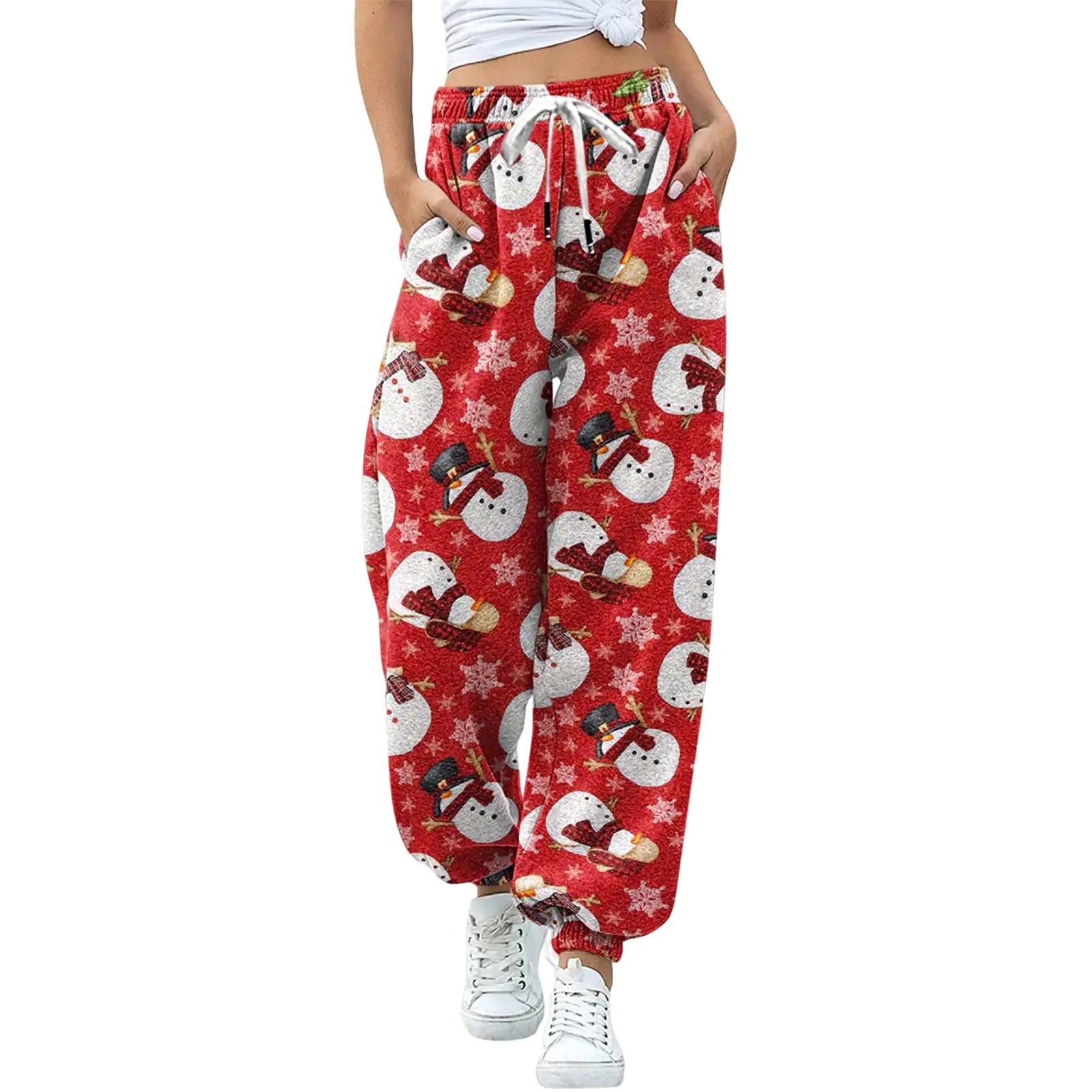 Christmas Print Drawstring Sweatpants