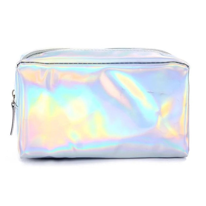 PU Leather Holographic Makeup Pouch Cosmetic Bag Waterproof Toiletries Organizer Pen Bag for Women and Girls