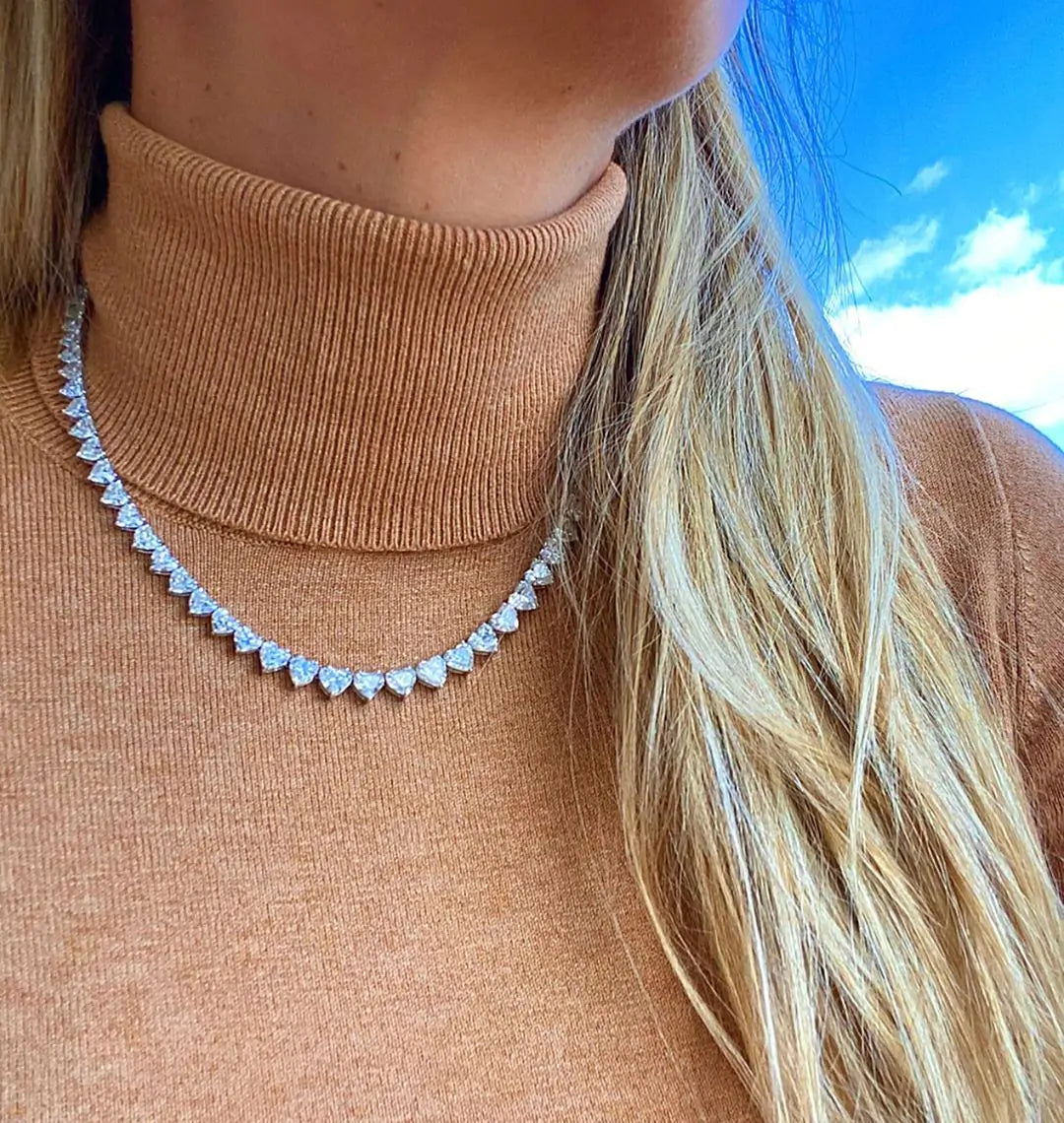 Tennis Necklace for Women Gold, Rose Gold Plated Collection Rhinestone Choker Necklaces Dainty Cubic Zirconia Tennis Necklace Diamond chain Wedding Jewelry for Women