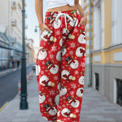 Christmas Print Drawstring Sweatpants