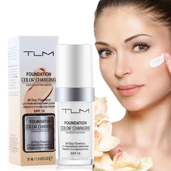 TLM Colour Changing Liquid Foundation Hides Wrinkles & Lines, BB Cream Makeup Base Concealer Cover Moisturizing Fluid for all Skin Tone SPF15 (30ml)