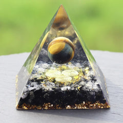 Orgone Pyramid for Positive Energy, Orgonite Amethyst & Obsidian Healing