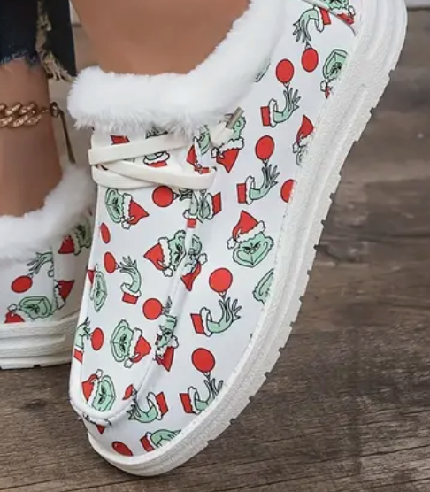 Grinch Christmas Shoes Fur For Girl And Women