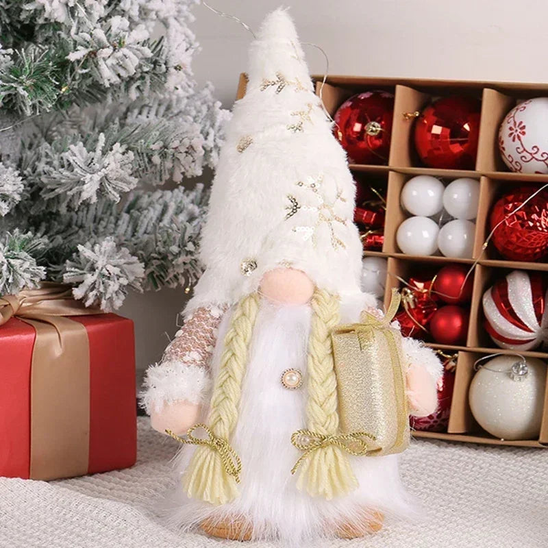 Adorable Christmas Doll Elf Sequin Gnome With Led Light