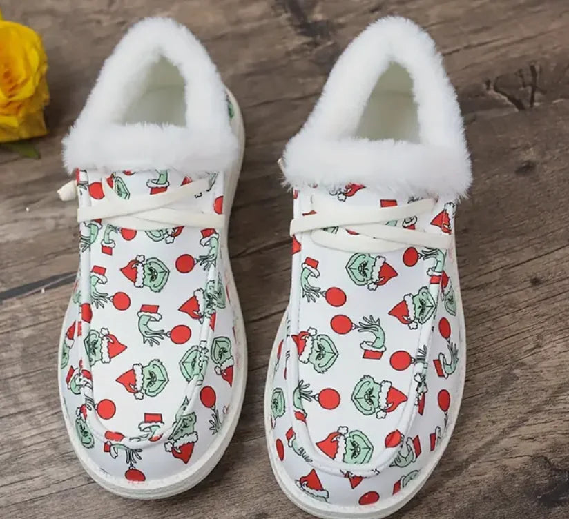 Grinch Christmas Shoes Fur For Girl And Women